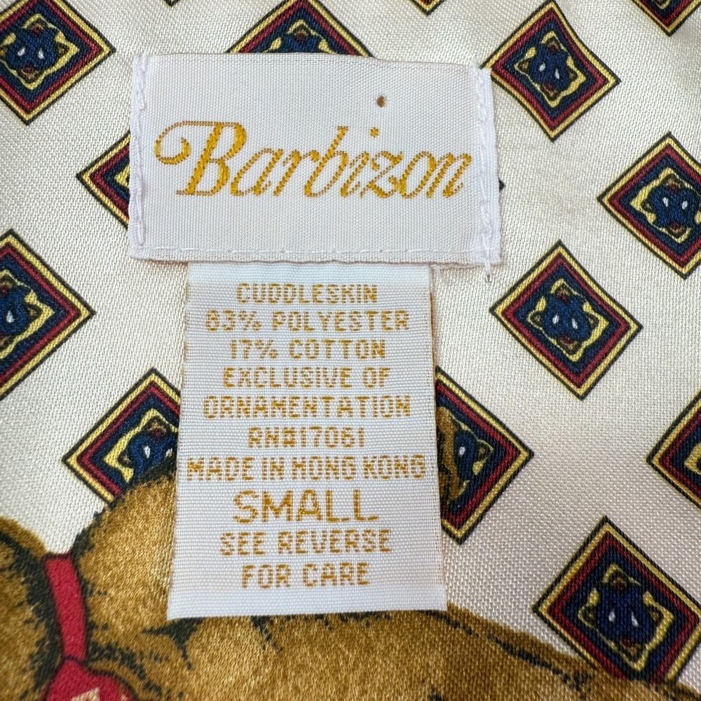 Barbizon Vintage Nightshirt Teddy Bear Theme Long Sleeve Cuddleskin Size Small - Picture 4 of 9